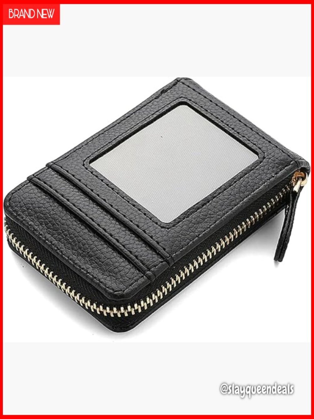 Small Accordion Zipper Card Wallet Vegan Leather RFID Protected Compact